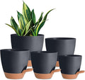 Plant Pots Pack of 5, 7/6.5/6/5.5/5 Inch Self Watering Planters by Vanslogreen