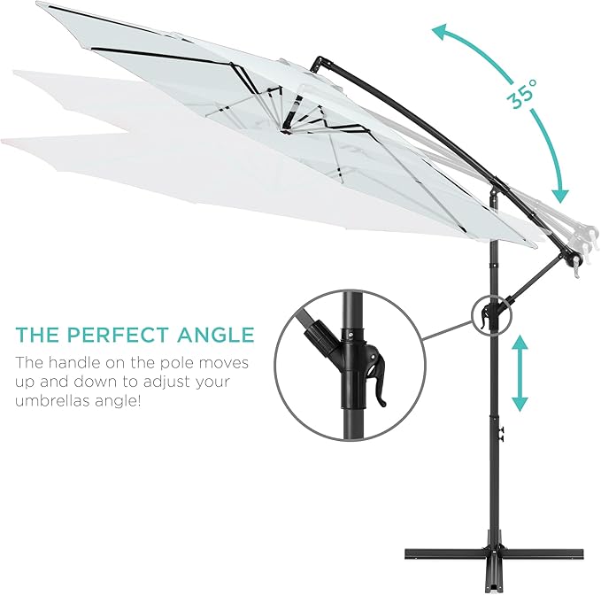 Best Choice Products 10ft Offset Cantilever Hanging Market Patio Umbrella - Image 4