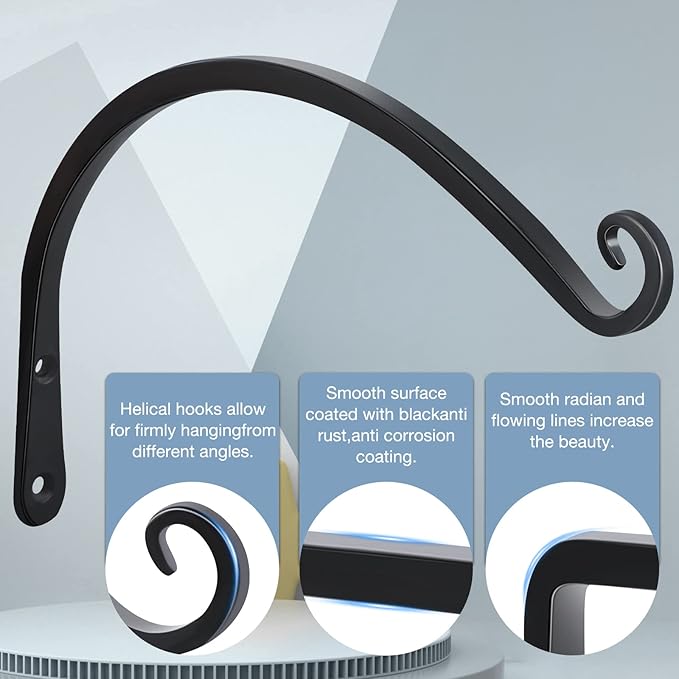 Gtongoko 2 Pack 12 Inch Plant Hangers Outdoor Metal, Plant Hooks - Image 3