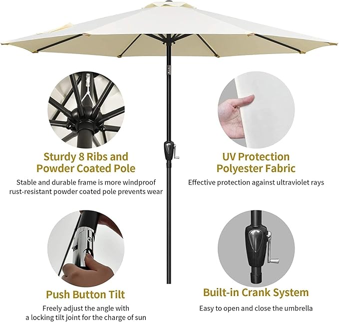 Simple Deluxe 9' Patio Umbrella Outdoor Table Market Yard Umbrella - Image 3