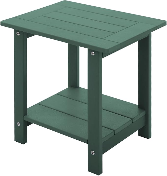 Double Adirondack Side Table Weather Resistant, Outdoor Rectangular End Table by Meluvici