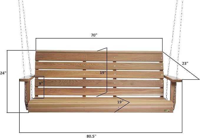 All Things Cedar PS70-SW10 Premium Porch Swing | 6Ft Outdoor Furniture & Patio - Image 4