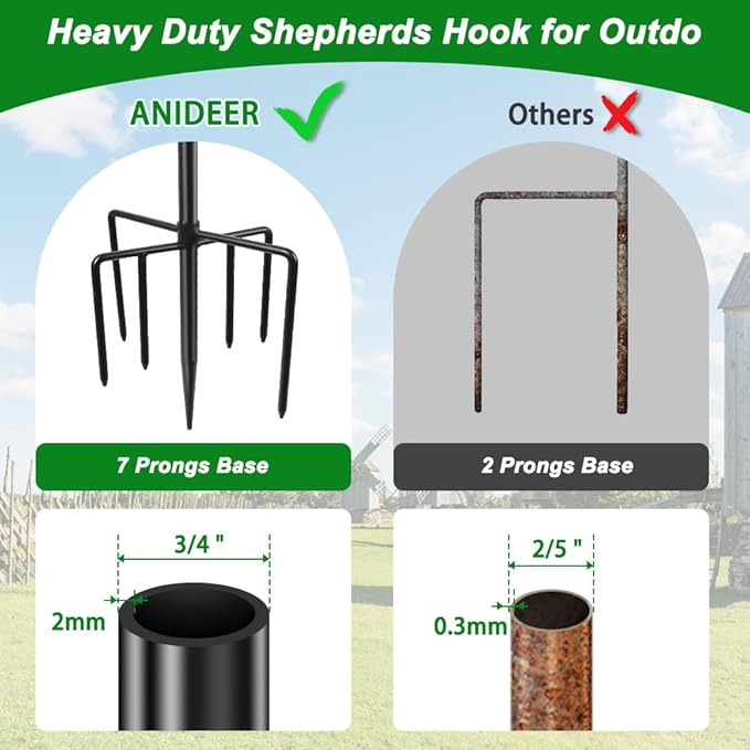 60" Shepherds Hooks for Outdoor, Heavy Duty Bird Feeder Pole for Hummingbird - Image 3