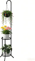 2-tier Hanging Plant Stand Plant Hanger Indoor Outdoor Corner Plant Stands by Dawnyard