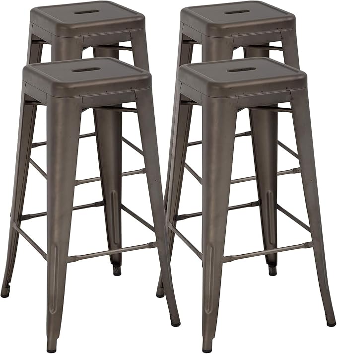 FDW Metal Bar Stools Set of 4 Counter Height Bar Stools 24 Inches Industrial by FDW