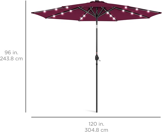Best Choice Products 10ft Solar Polyester LED Lighted Patio Umbrella w/Tilt - Image 7