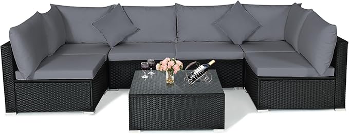 Tangkula 7-Piece Patio Furniture Set, Outdoor Sectional Sofa by TANGKULA
