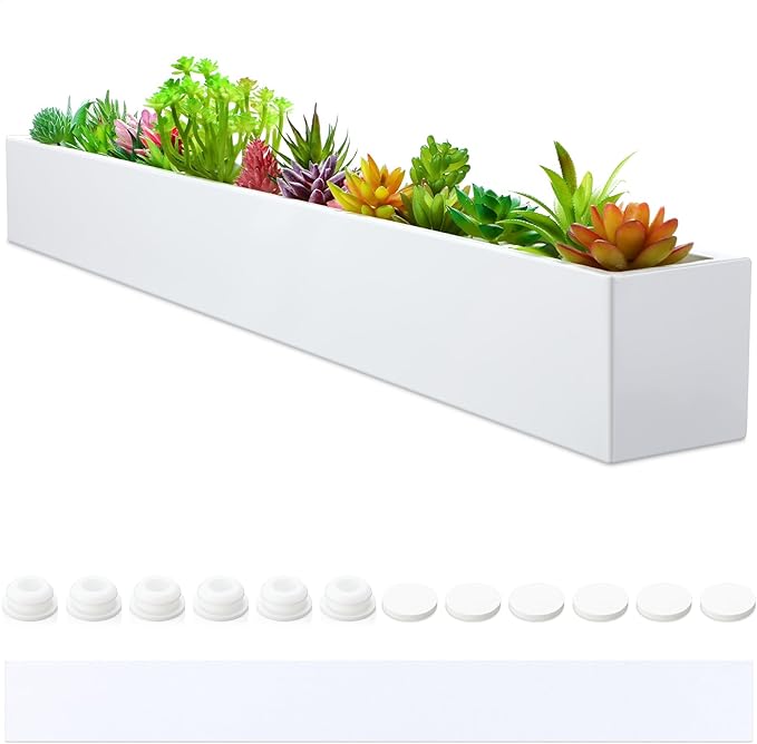 32 x 3.5 x 3.5 Inch Long Rectangular Planter Box Window Sill Plant Box Metal by FillTouch