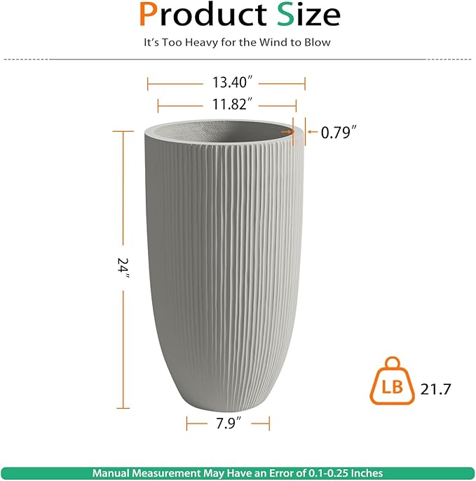 Tall Planters for Outdoor Plants, Large Concrete Flower Pots for Garden Front - Image 2