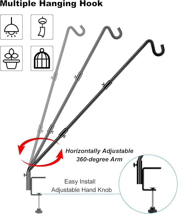 FEED GARDEN [Upgrade Version 2 Pack Bird Feeder Hanger Adjustable 43 Inch Deck - Image 3