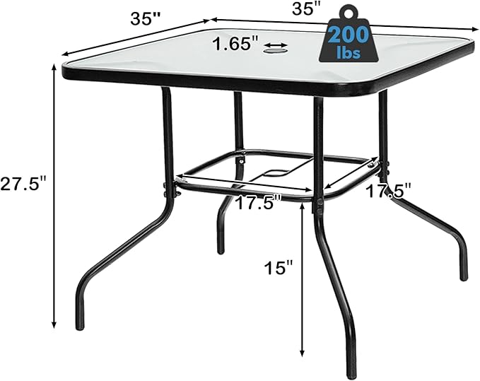 Tangkula 35" Patio Dining Table - Image 3