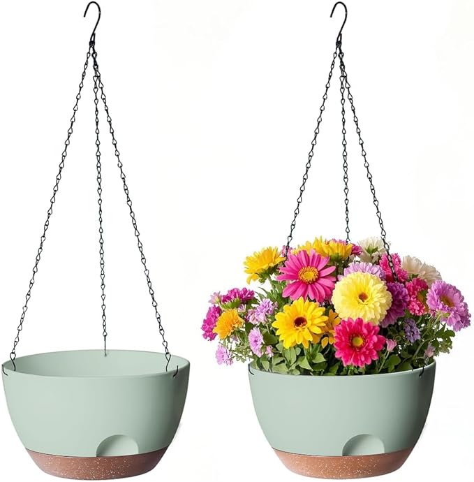 12 Inch Hanging Baskets for Plants Outdoor, Hanging Planters for Indoor Outdoor by LesOasis