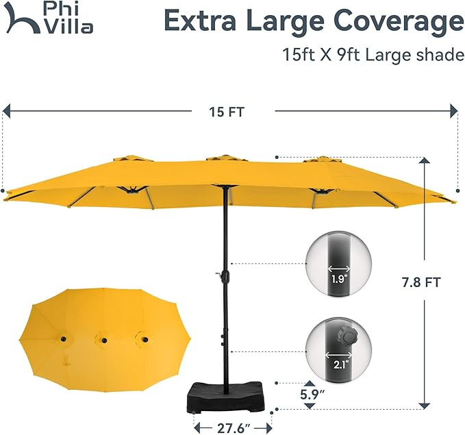 PHI VILLA 15ft Large Patio Umbrellas - Image 6
