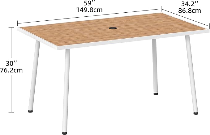 DWVO Patio Table Rectangle 59"x34.2", Patio Dining Table - Image 3