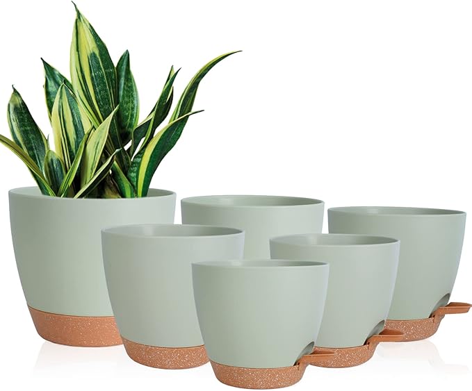 Planters for Indoor Plants, 8/7/6.5/6/5.5/5 Inch Self Watering Planters by Vanslogreen