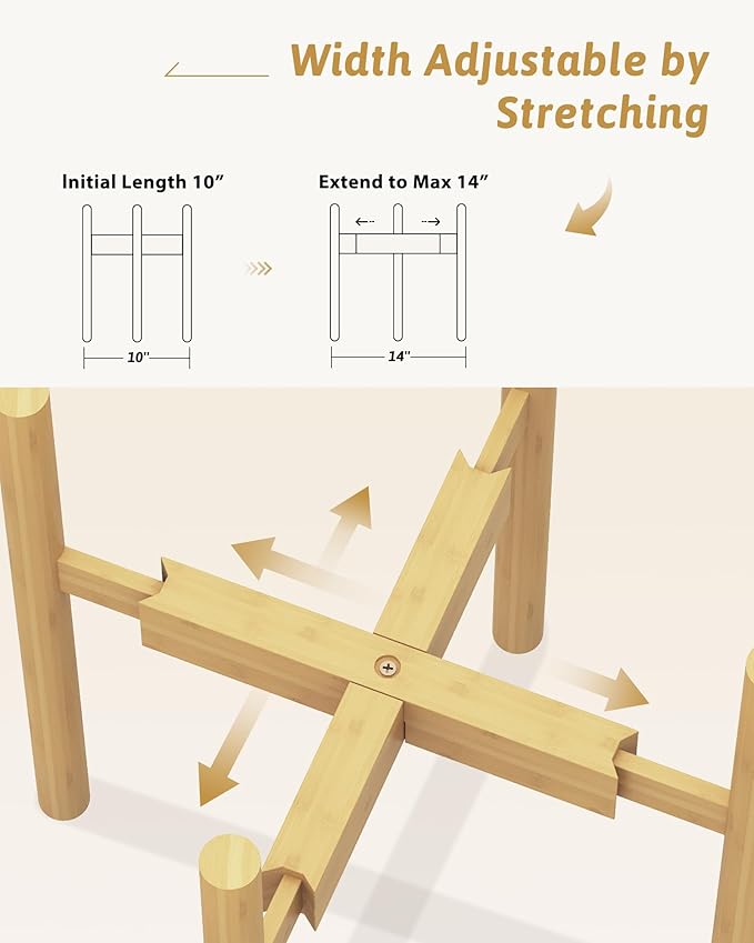 Adjustable Plant Stand Indoor, Bamboo Plant Stand Fits 8 9 10 11 12 Inches - Image 3