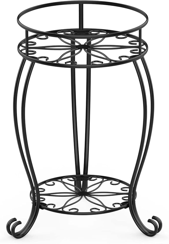 FaithLand Plant Stand, Heavy Duty Metal Planter Holder Indoor Outdoor, 2 Tier by FaithLand