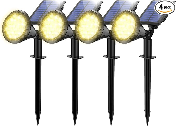 Solar Spot Lights for Outside, 21 LED Outdoor Solar Lights for Yard, 4 Pack by NBKLS