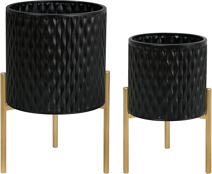 ARNIS Plants Pots with Stand, Unique Mid Century Decorative Metal Flower Pots - Image 9