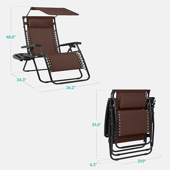 Best Choice Products 30” Wide Folding Zero Gravity Outdoor Recliner Patio - Image 2