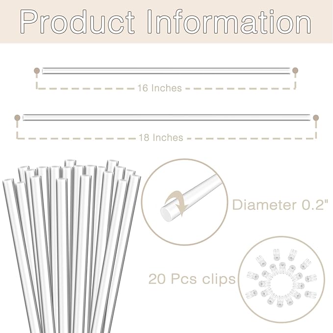 Plant Stakes, Plant Sticks 20PCS Acrylic Clear Plant Support Stakes, 16 Inches - Image 2