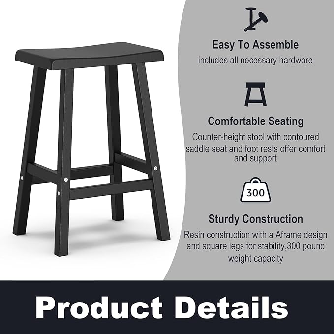 Bar Stools Set of 4, Waterproof UV-Resistant, Durable Resin Kitchen Island - Image 4