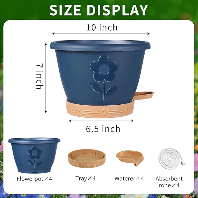 Plant Pots, Flower Pots for Indoor/Outdoor Plants, Self Watering Plastic - Image 3