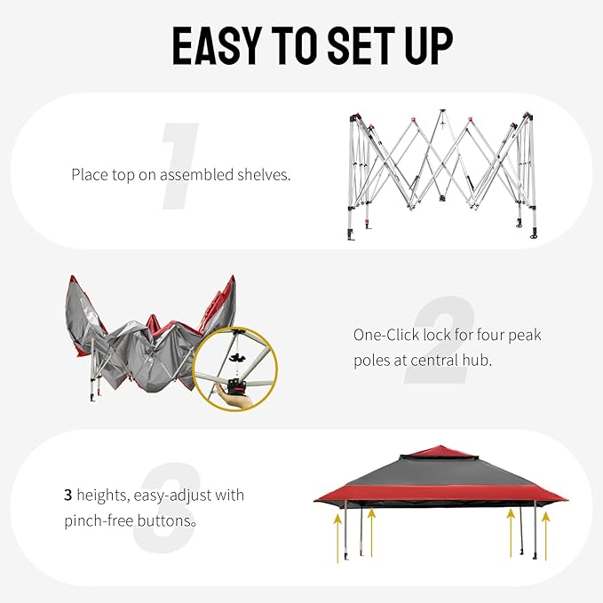 CROWN SHADES 11x11 Pop Up Gazebo, Patented One Push Outoor Canopy Tent - Image 4