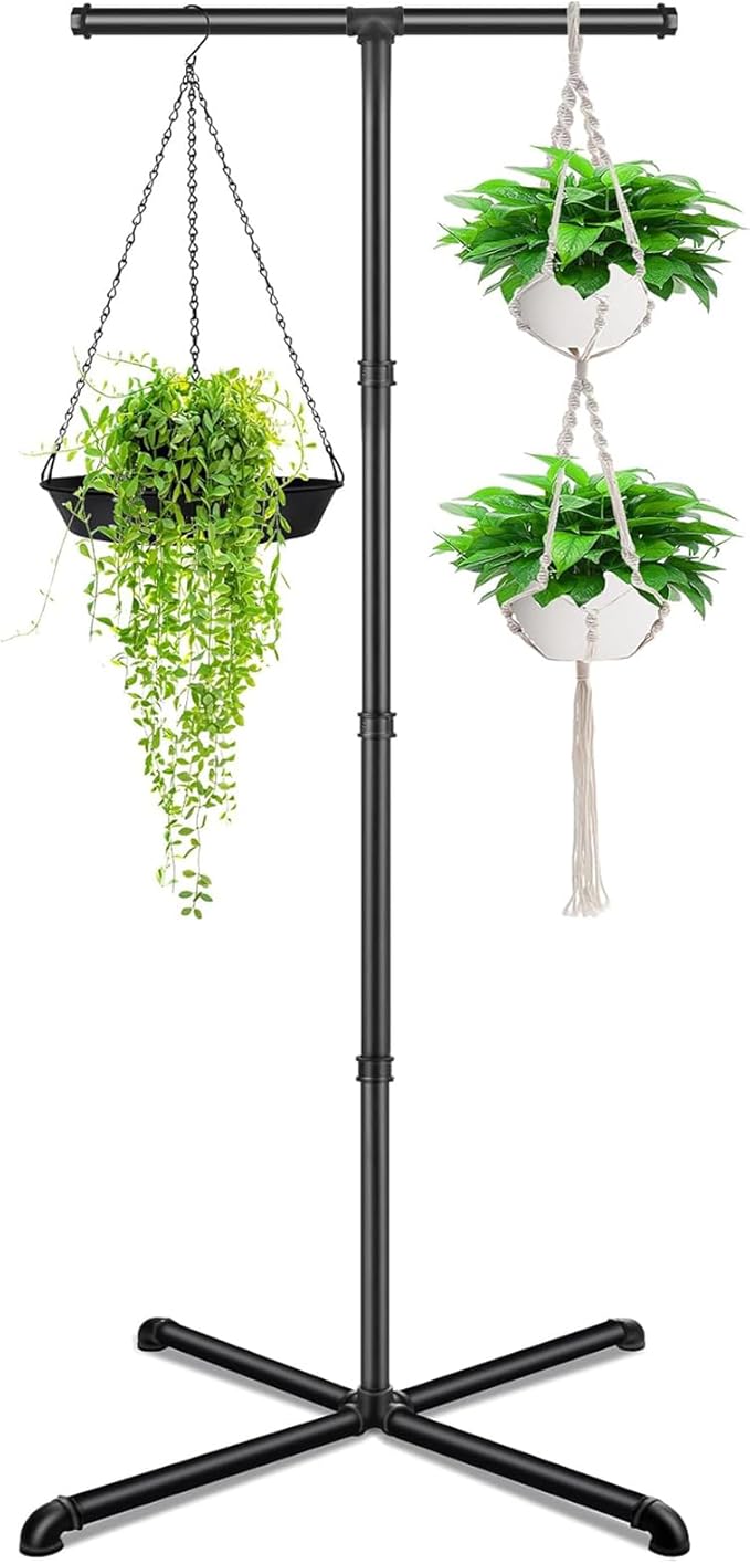 Plant Hanger Indoor, Hanging Plant Stand Heavy Duty Metal Standing Plant Hanger by OugeWood