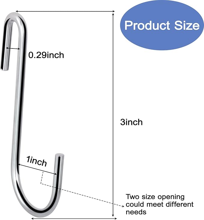 30 Pack 3 Inch S Hooks Heavy Duty Pan Pot Holder Rack Hooks Hanging Hangers S - Image 2