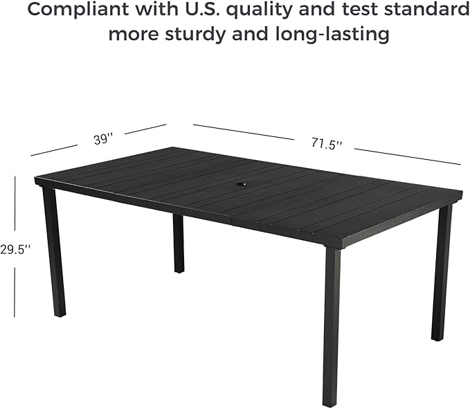 Grand patio Outdoor Dining Set for 6, Metal Woven Wicker Fixed Patio Chairs - Image 5