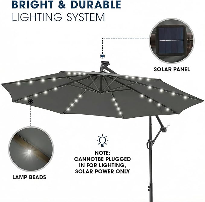 wikiwiki 10ft Solar LED Patio Umbrella - Image 3
