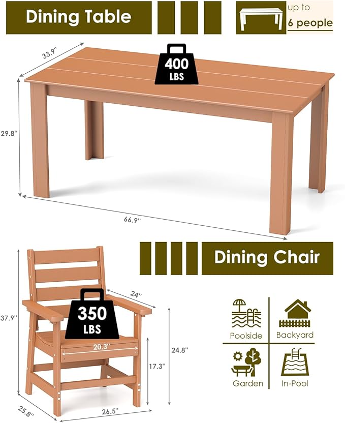 GREENVINES 7-Piece Outdoor Dining Set | HDPE | Patio Table and Chairs Sets - Image 2