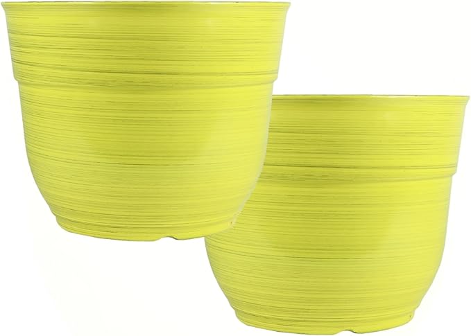 Garden Elements Indoor/Outdoor Glazed Brushed Happy Plastic Planter, Bright by GardenElements