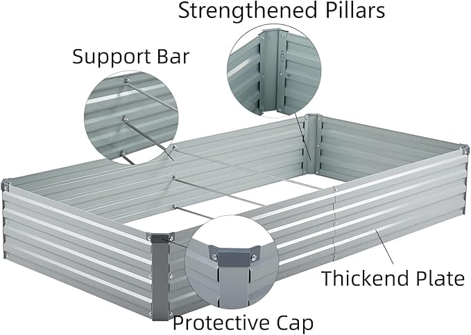 2 Pack 6x3x1FT Galvanized Raised Garden Bed Kit, Outdoor Metal Planter Box - Image 3