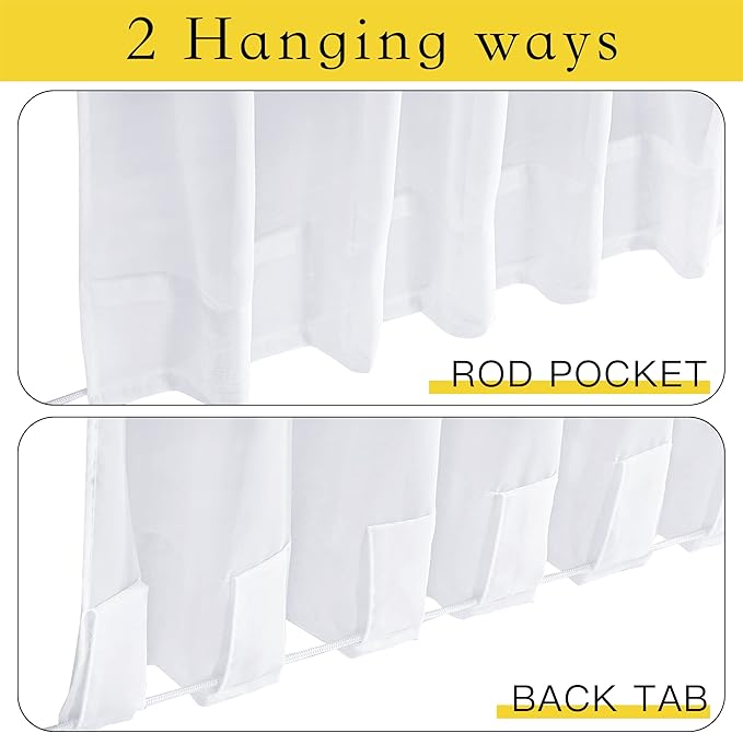 NICETOWN Outdoor Sheer White Weighted Curtains Rod Pocket Back Tab 120 inch - Image 5