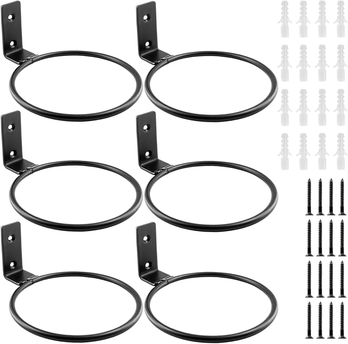 6 Pack 6 Inch Flower Pot Holder Ring, Wall Mounted Metal Planter Hanger by Jiozermi