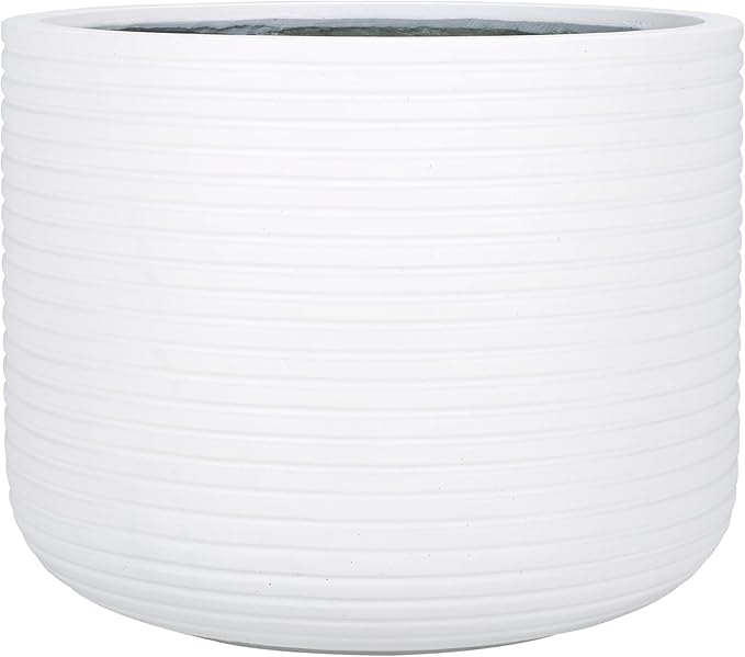 SAFAVIEH Outdoor Collection Nardo White Cement Ficonstone Planter Pot by SAFAVIEH