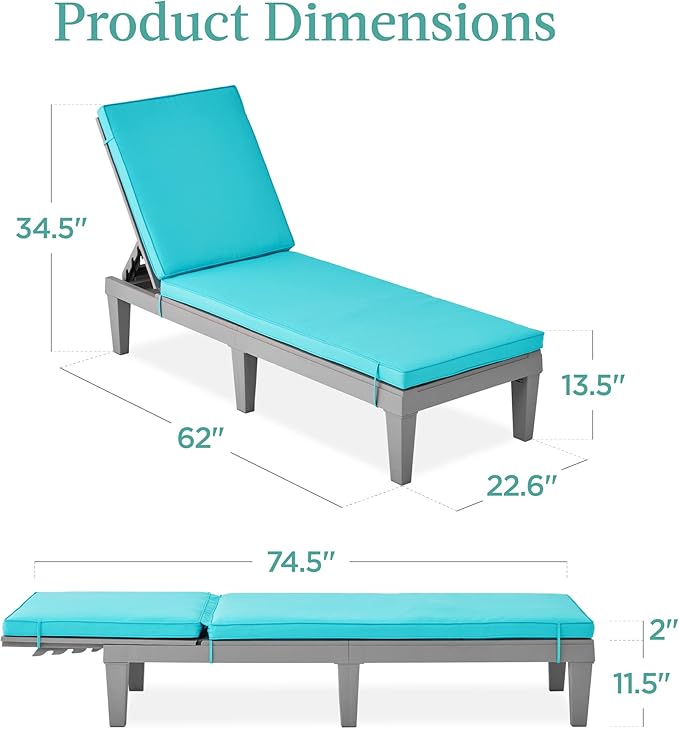 Best Choice Products Outdoor Lounge Chair, Resin Patio Chaise Lounger - Image 3