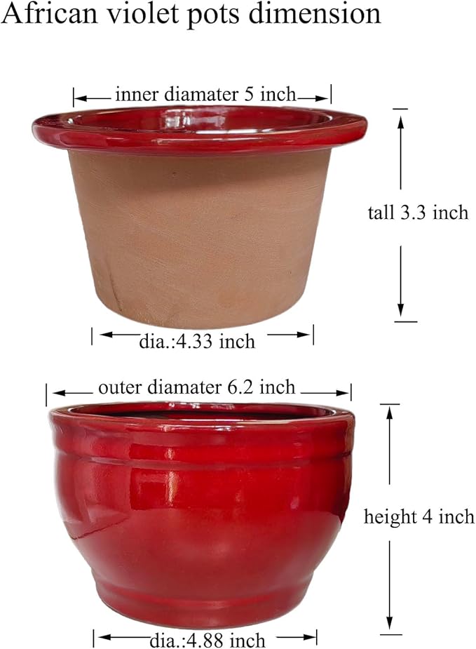 African Violet Pots Self Watering Round Ceramic Violet Pot - Image 3