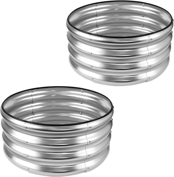 JERIA Raised Garden Bed, Galvanized Raised 2 PCS 2×2×1ft Planter Boxes Outdoor by JERIA