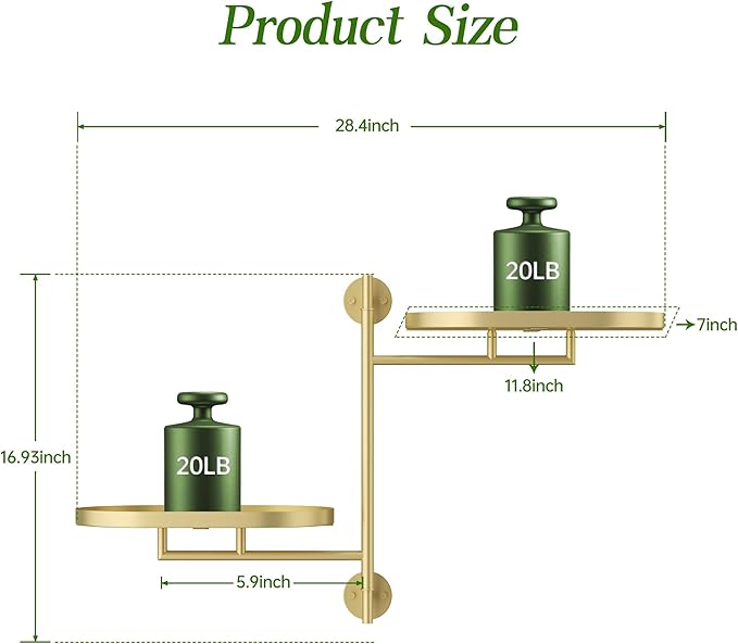 Window Rotating Plant Stand Shelf Indoor Gold Metal Floating Shelves 2-Tier - Image 5