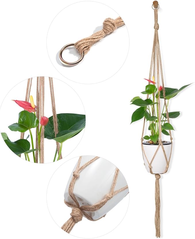 Petutu Plant Hangers Indoor Macrame Hanging Planter Holder 6 Pack, 3 Sizes - Image 3
