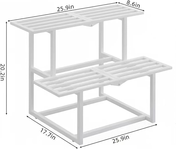 Metal Plant Stand Indoor, Outdoor Iron Plant Shelf, Heavy Duty Slatted Display - Image 2