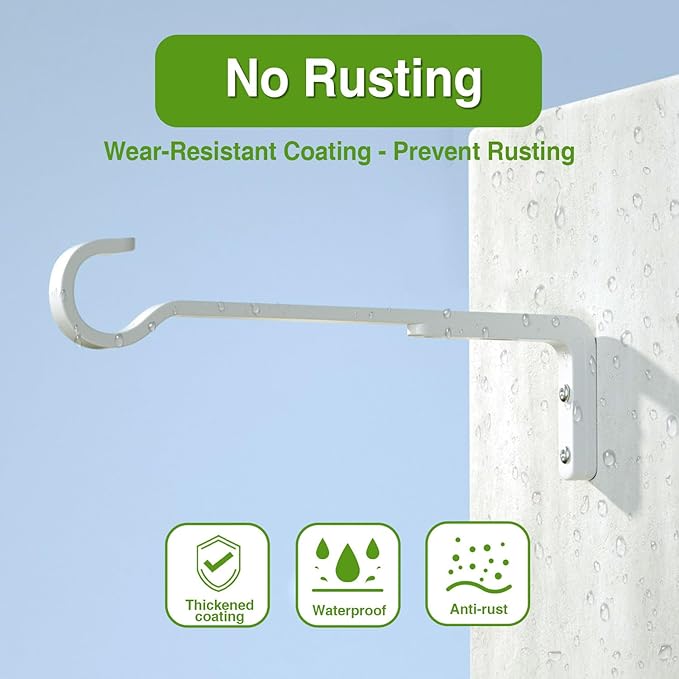 8 Inch 2 Pack White Heavy Duty Outdoor Plant Hangers, Iron Hanging Plant - Image 3