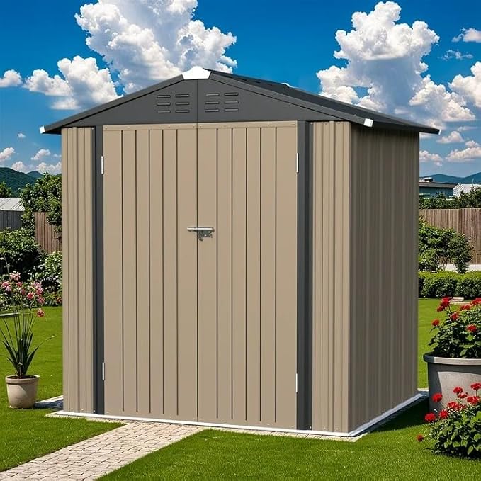 Greesum 6×4FT Outdoor Storage Shed, Metal Patio Storaged Sheds - Image 2