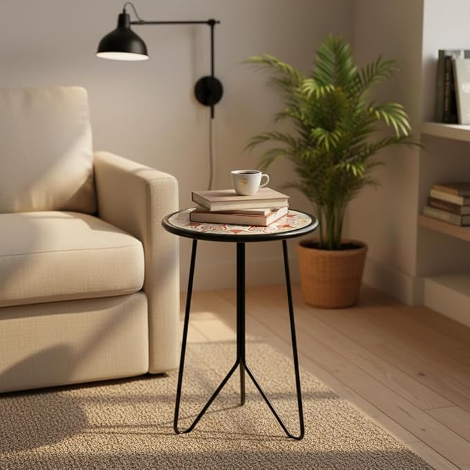LIFFY Outdoor Metal Side Table, Indoor Round Home Decorative End Table - Image 8