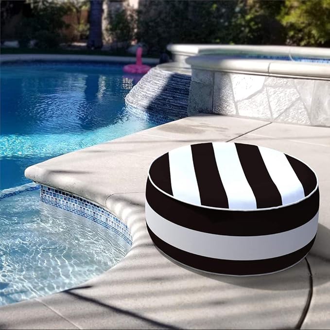 LVTXIII Outdoor Inflatable Ottoman, Fade-Resistant Round Footrest Stool D21”x - Image 2
