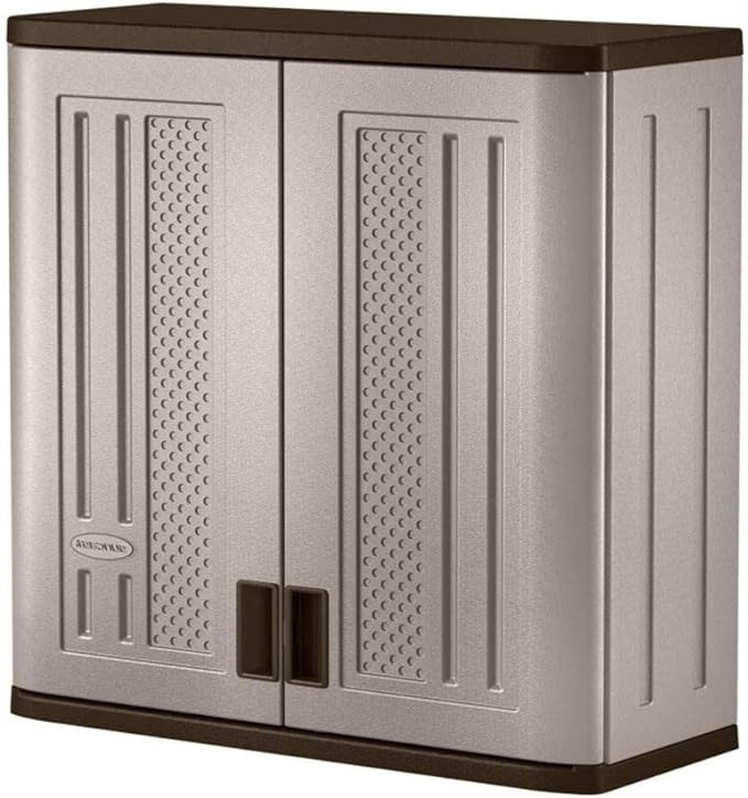 Suncast 2 Pack 4 Cubic Feet Resin Single Shelf Garage Wall Storage Cabinet - Image 7