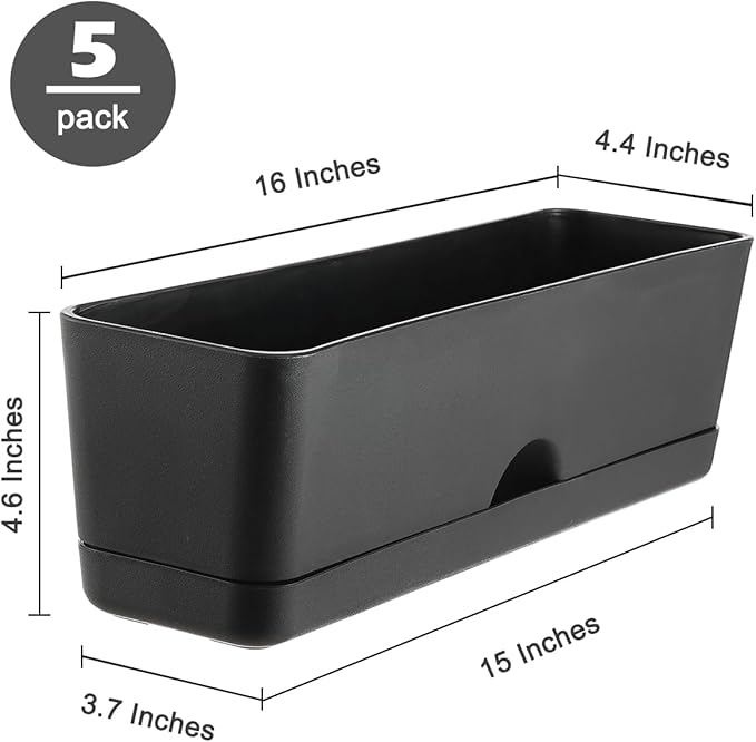 5 Pack Window Boxes Planters 16 Inches Rectangular Planter Herb Planter Boxes - Image 4